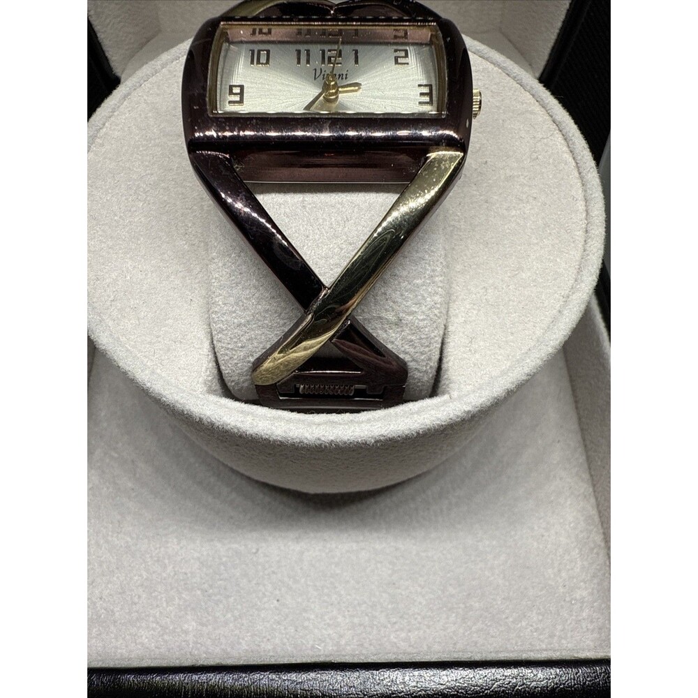 Vivani Ladies Watch Chocolate Open Cuff Bangle Hinge Bracelet Quartz New Battery - Picture 5 of 15